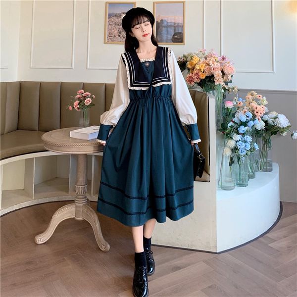 

sweet lolita dress women spring elegant designer party midi dress female casual slim kawaii japanese lady korean dress, Black;gray