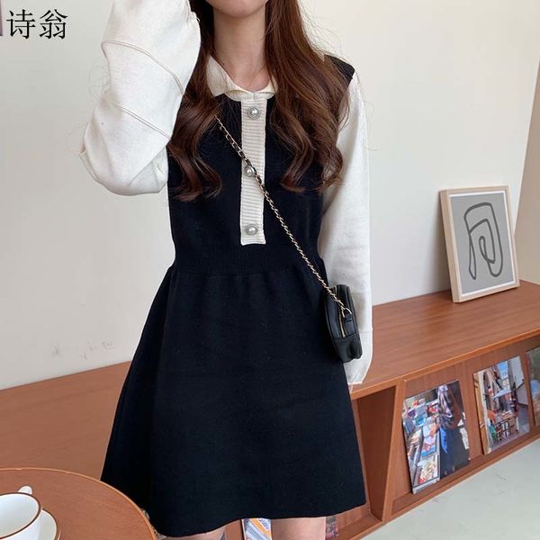 

piece 2021 long autumn sweet winter lovely girly shreds mini mesh dress ldzz, Black;gray