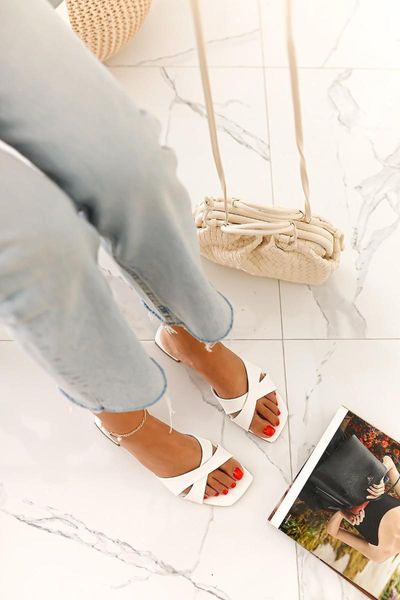 

slippers women white cross, Black