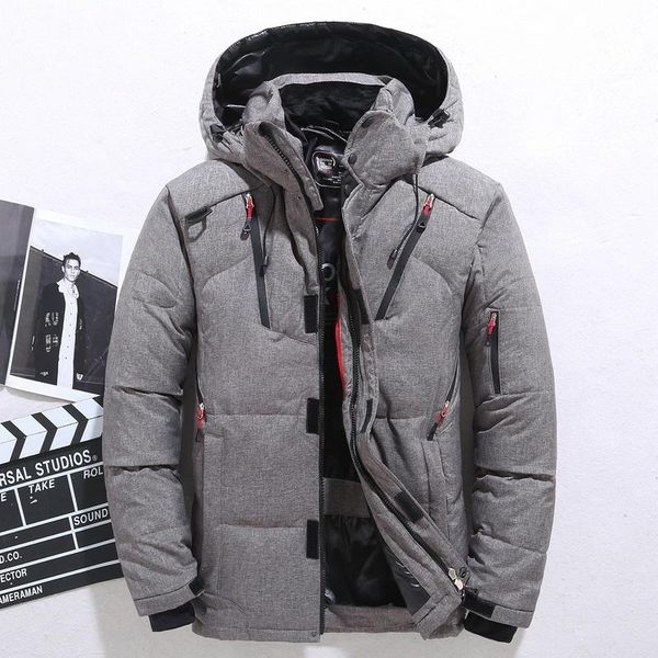 

men's down & parkas brand jacket for male winter men white duck hooded outdoor multi pockets thick warm padded snow coat, Black