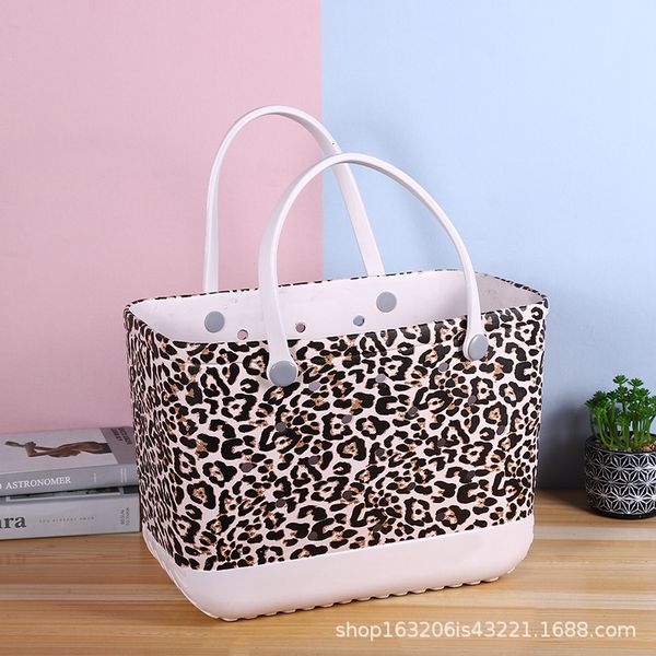 

2021 basket printed hole beach storage eva hand women's bag