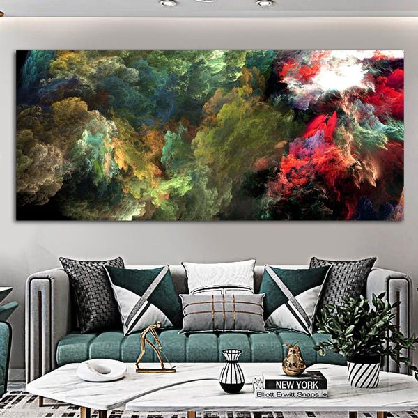 

wangart nice cloud abstract oil painting greenlandscape wall picture for living room canvas modern art poster and print
