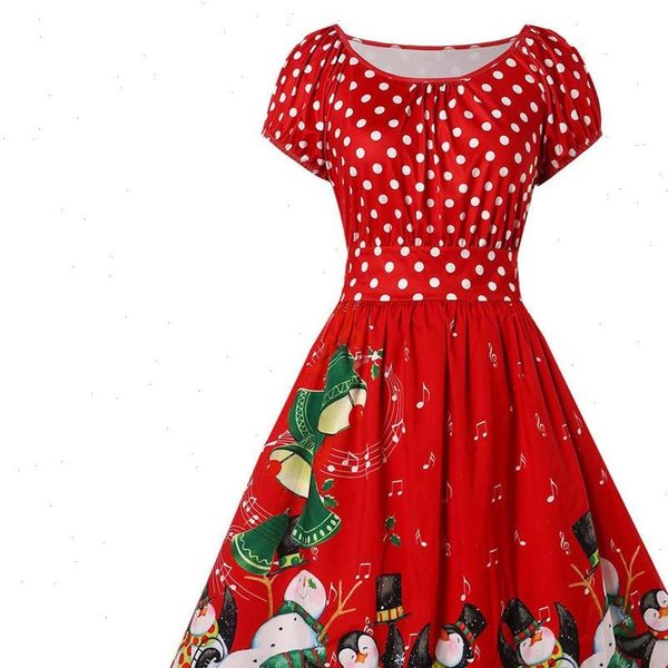 

large size winter women dresses casual cute printed christmas dress casual 2021 loose party short dress plus size vestidos robe, Black;gray