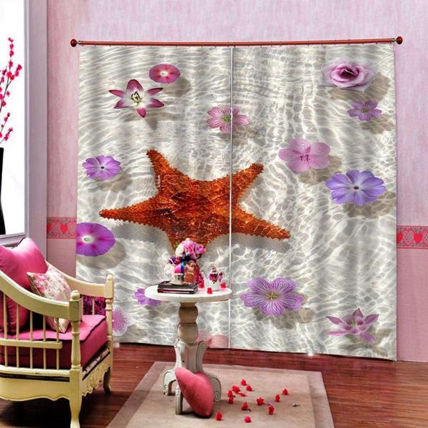 

curtain & drapes customized 3d blackout modern starfish flowers in clear water large window for living room bedroom decor sets