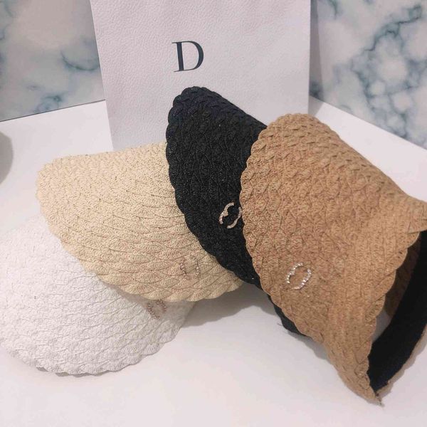 

italian summer new student no tie horsetail cap holiday bright silk woven sun empty hat women's fashion, Black;white