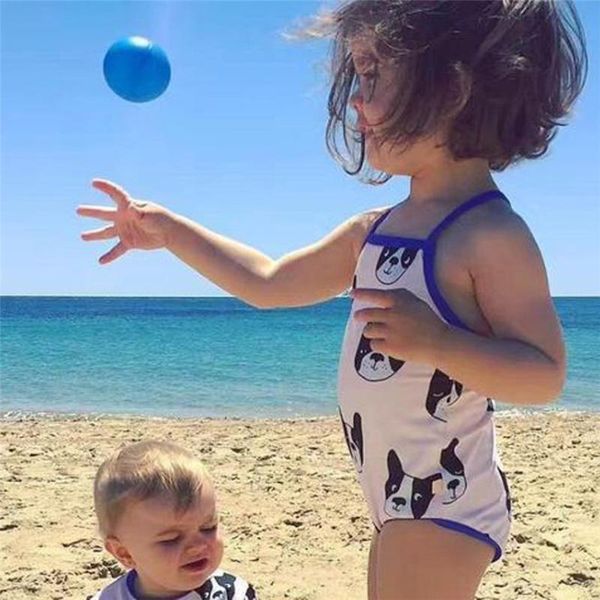 

one piece swimsuit toddler kids girls cute dog swimwear summer sleeveless swimsuits lovely beach romper clothes hat outfit, Black