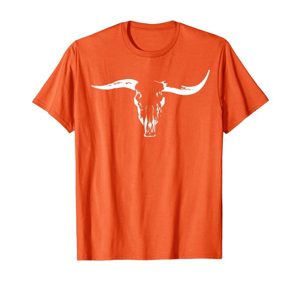 

longhorn skull texas t-shirt, White;black