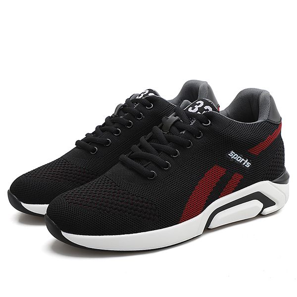

height increasing 5cm sneakers for men breathable light mesh casual shoes student popular elevator shoes, Black;white