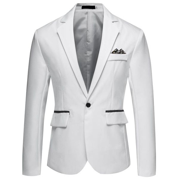 

men's suits & blazers male suit coat slim fit office blazer-jackets fashion casual business wedding long sleeve buttons jack, White;black
