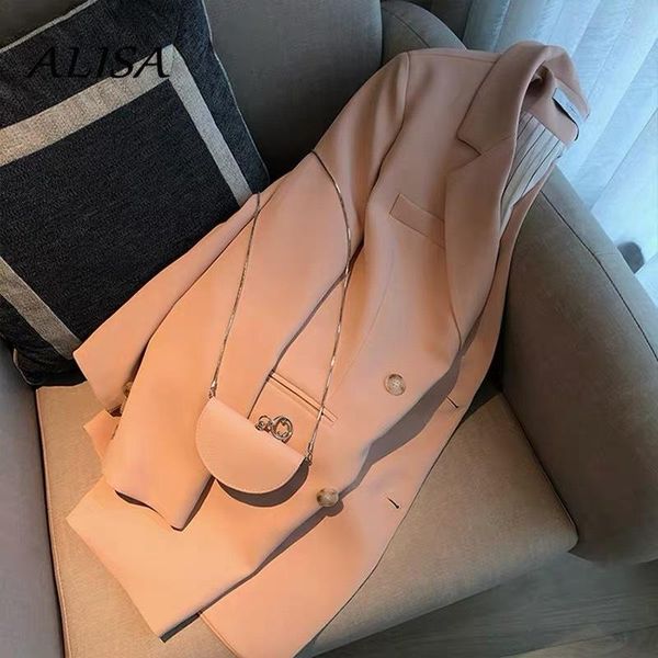 

women's suits & blazers women elegant pink blazer spring autumn turn down collar double breasted office wear coat ladies vintage outwea, White;black
