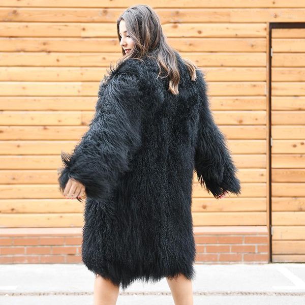 

women's jackets cx-g-a-249c black american style mongolian lamb fur winter women coat, Black;brown