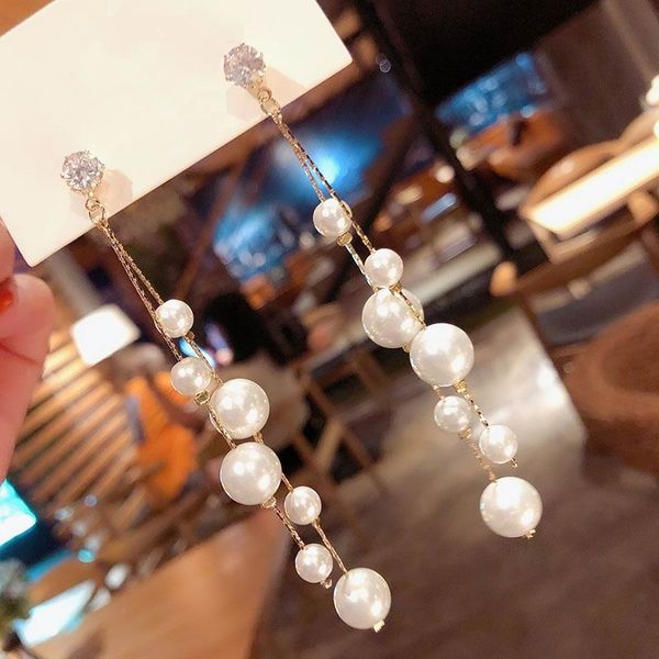 Koreanische Große Kleine Perle Lange Tropfen Ohrringe Für Frauen Etrendy Neue Mode Schmuck Aussage Brincos