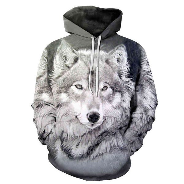 

men's hoodies & sweatshirts wolf in male hood, sweatshirt 3d for autumn and winter gl3r, Black