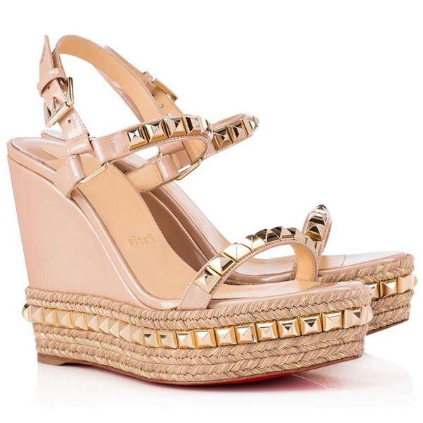 

lady gladiator summer sandals red bottom cataclou wedge heels sandals women high heels classic designers with dust bag, Black