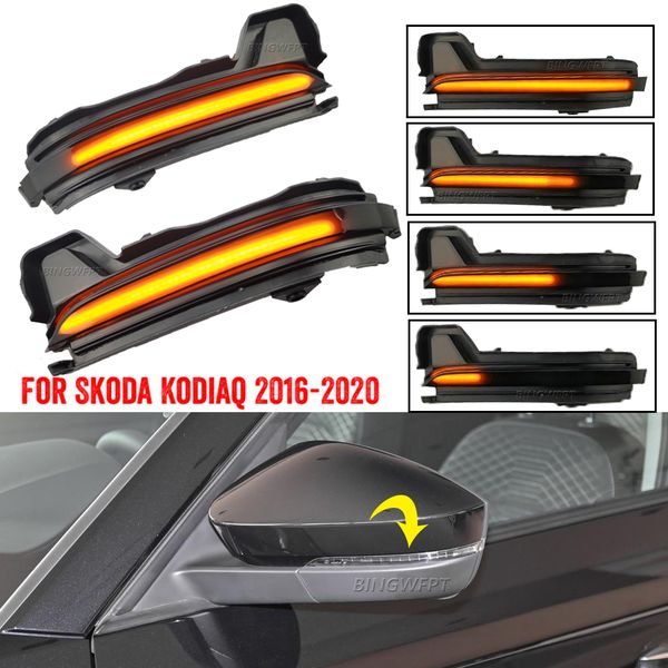 

led rearview mirror streamer turn signal for skoda kodiaq 2016-2020 lights car yellow flowing water side lights