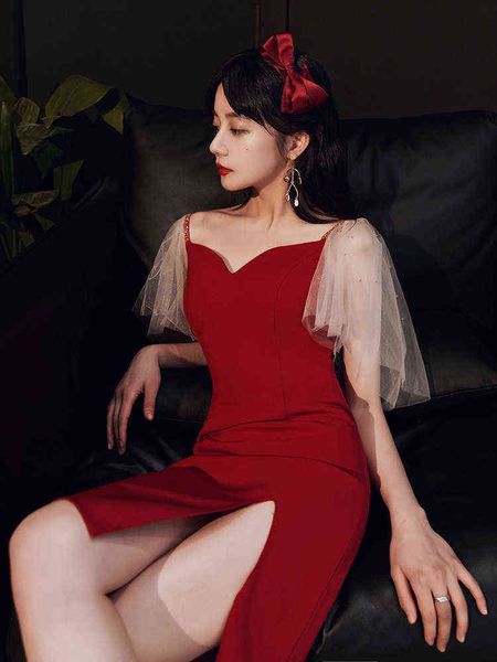 

prom luxury boutique occasion dresses bride's 2021 short celebrity xianqi banquet evening bride's return toast, Black