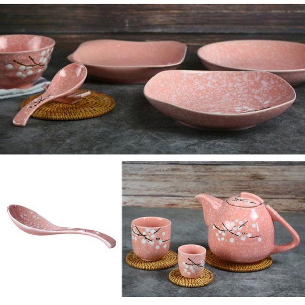 

spoons japanese style hand painted underglaze ceramic spoon creative serving tableware for home restaurant (small spoon, pi