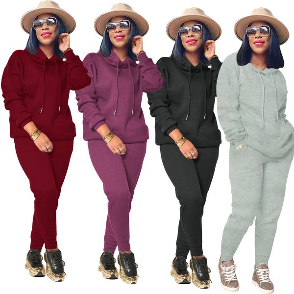 

women's tracksuits plus size 2 piece outfits hoodie and pants sports sweatsuit set womens pullover hooded sport suits, Gray