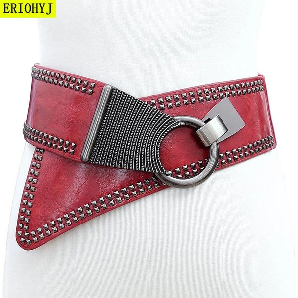 

ladies punk style orange slant with elastic elastic personality fashion wild wide waist belt diagonally with ladies belt, Black;brown