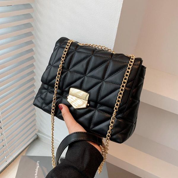 

evening bags woman current shoulder fashion pure color handbag premium texture crossbody simple atmosphere chain small square bag