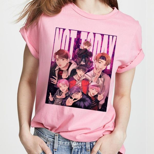 

korean style 2021 kpop t-shirt women pink tshirt female ulzzang harajuku jin suga j hope jimin v jungkook s-2xl, White