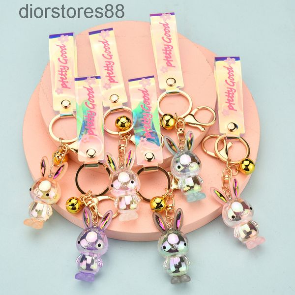 

key chain creative cartoon acrylic magic rabbit men's and women's car bag small gift, Silver