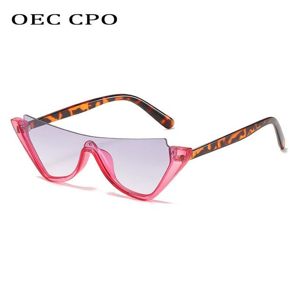 

sunglasses oec cpo semi-rimless cat eye women fashion crystal clear small grandient sun glasses for female shades uv400 o774, White;black