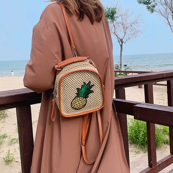 

hbp ins fresh woven 2021 summer new female versatile fashion cute girl pineapple messenger bag