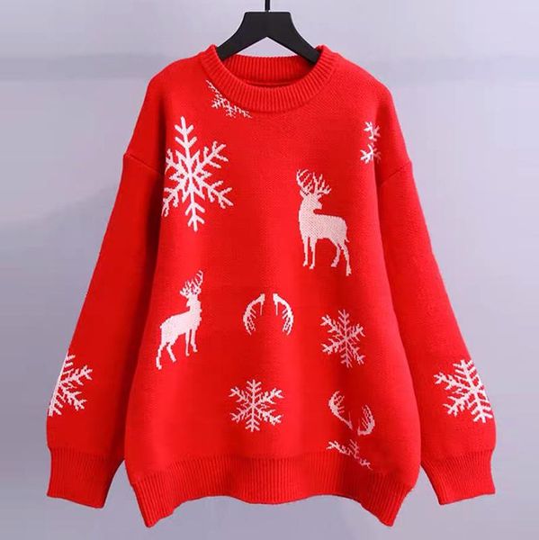 

new autumn and winter christmas thickened warmth fashion sweater lovers christmas wear, White;black