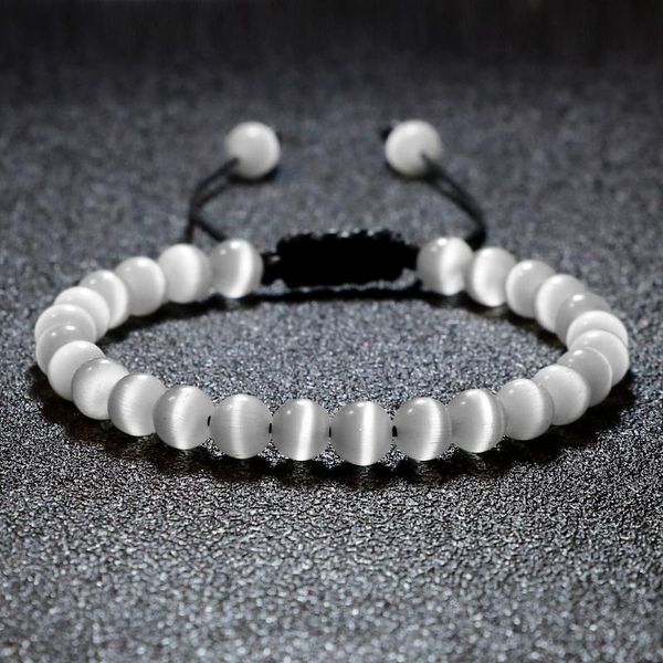 

beaded, strands natural cat eye stone bracelet 6mm beads handmade adjustable charms braided bracelets&bangle for women men jewe, Black