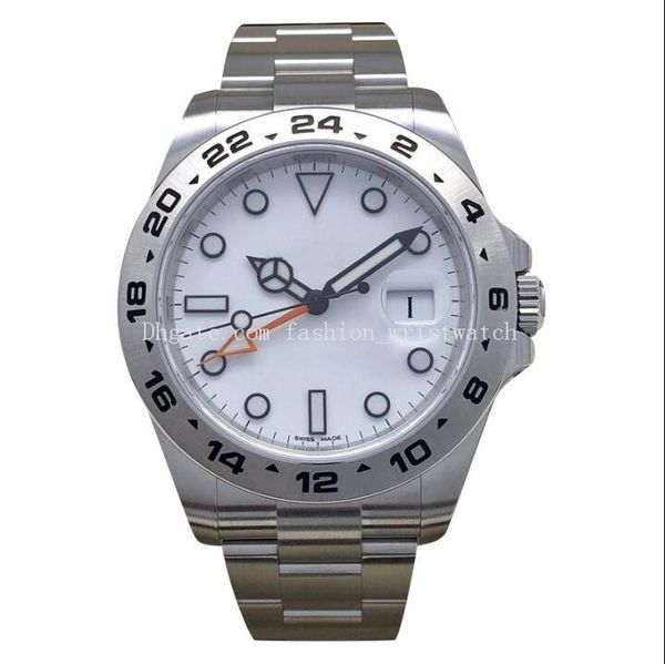 

mechanical watches 216570 42mm calendar white black dial silver stainless steel bracelet automatic men's watches original box, Slivery;brown