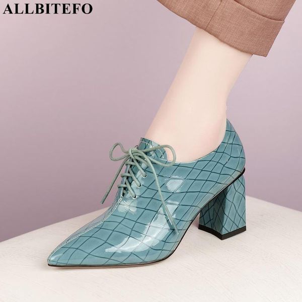 

dress shoes allbitefo autumn/spring genuine leather brand high heels office ladies women alons hauts femme heel, Black