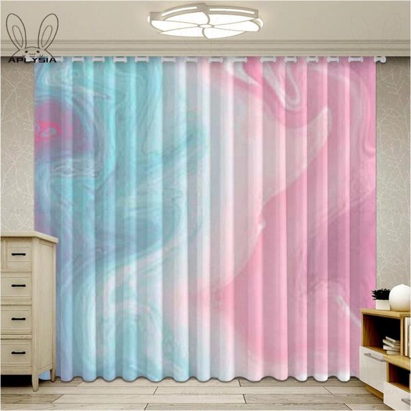 

curtain & drapes marble for living room colorful girls bedroom pastel pink blue window ultra-thin micro shading