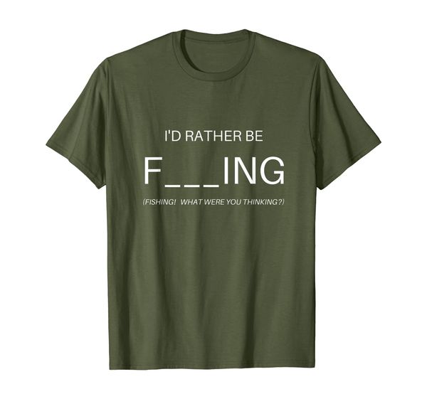 

fishing tshirt - i'd rather be f___ing (fishing) tee, White;black