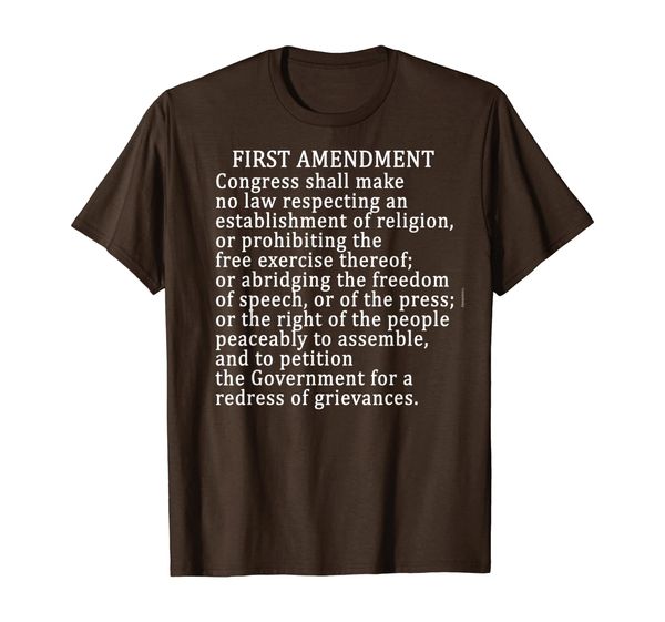

1st amendment t-shirt press bill of rights, White;black