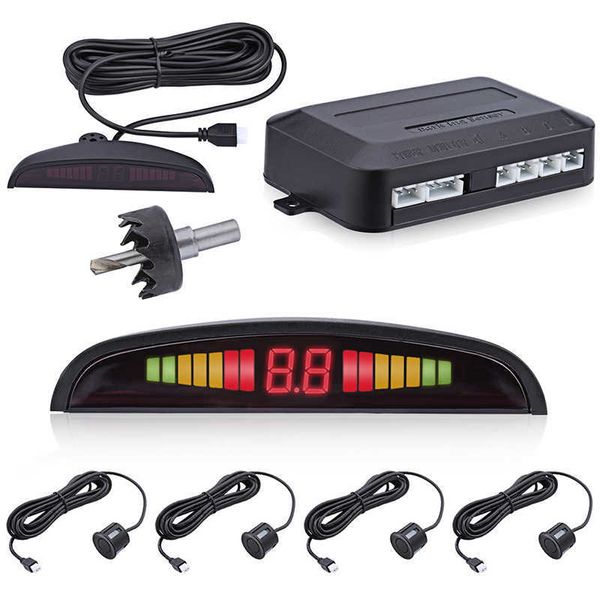 

new update car auto parktronic led parking sensor with 4 sensors reverse backup car parking radar monitor detector system backlight display