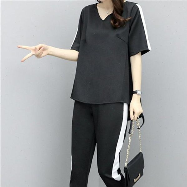 

womens outfits summer striped pants suits and tracksuit sportswear fitness, Gray