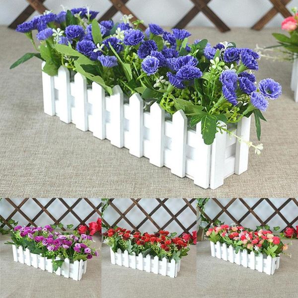 

decorative flowers & wreaths 1 bouquet artificial carnation flower wooden fence diy stage party holiday decor