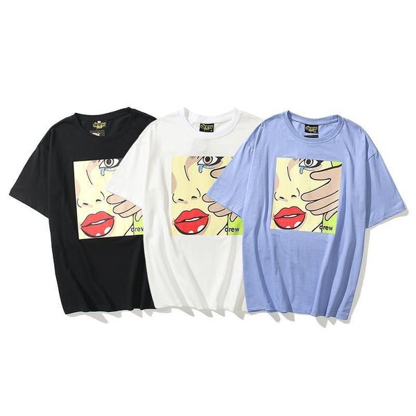 

2021 smiley-faced tidal men's tears short-sleeved men's t-shirt, White;black