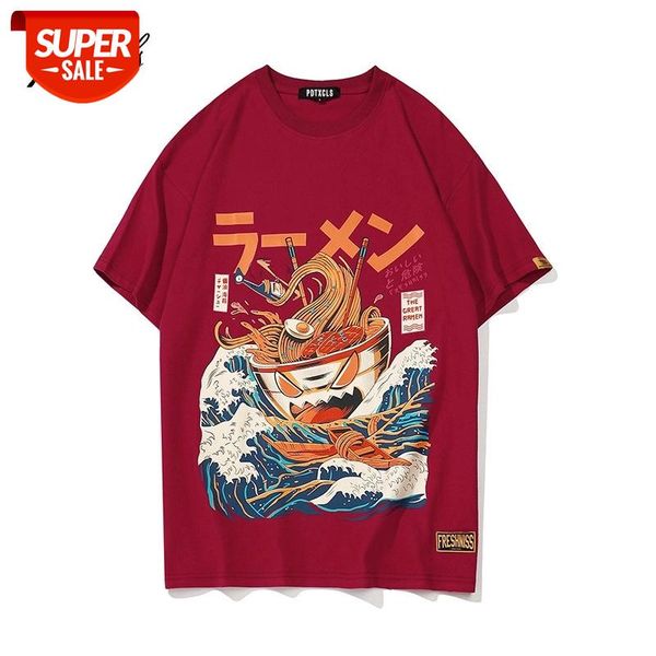 

49 japanese funny cartoon ramen cotton printed t shirt men 2018 summer hip hop fashion casual short sleeve streetwear t shirts #8n50, White;black
