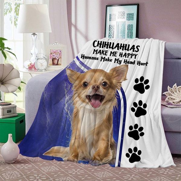 

blankets cloocl animal chihuahua flannel blanket 3d print child quilt home life hiking picnic travel dreamlike style throw