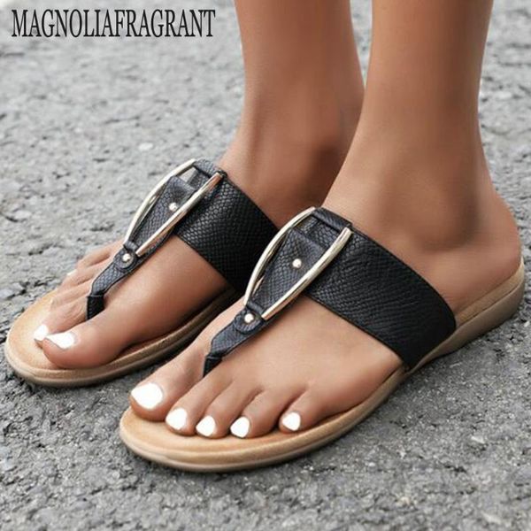 

slippers summer fashion women's metal decoration clip toe flip flops non-slip beach lady shoes women slipper 2021 hy587, Black