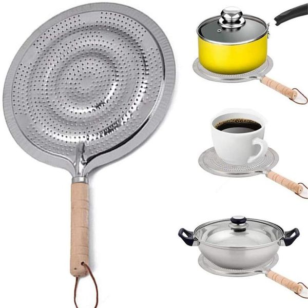 

mats & pads 21cm coffee cooking wooden handle heat diffuser stainless steel gas hob insulation kitchen accessories