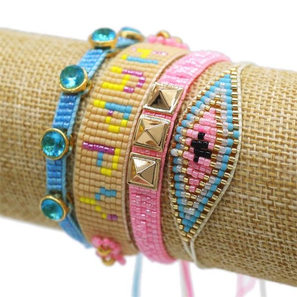 

charm bracelets grapes evil eye bracelet miyuki collorful letter pulseras mujer 2021 zircon rivet set for women jewelry gift wholesale, Golden;silver