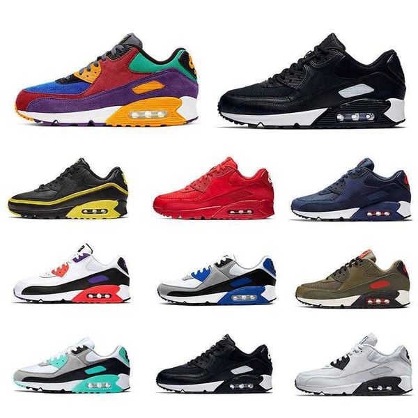 

2021 cushion 90s casual running shoes black white red 90 men women sneakers classic trainer outdoor sports shoe