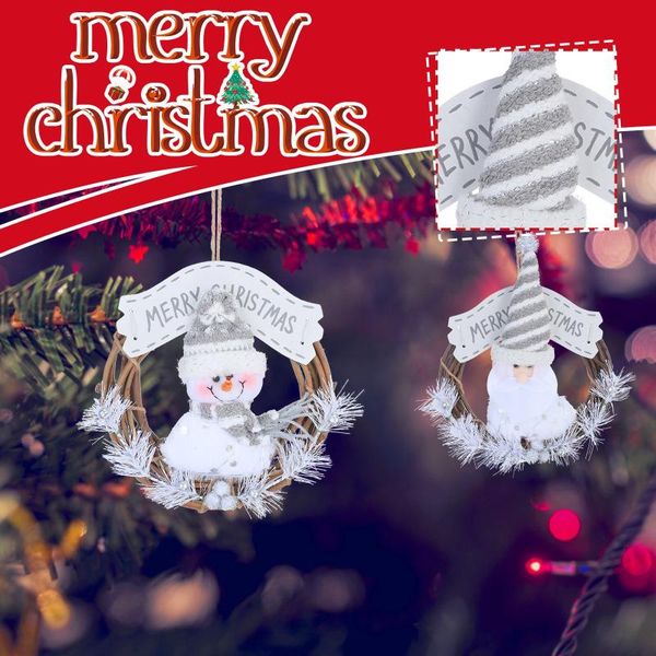 

decorative flowers & wreaths christmas home kitchen wall hanging snowman santa claus dolls pines leaf ornament rattan party decoration door