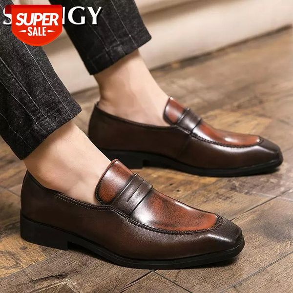 

new fashion men dress shoes mixed color slip-on oxfords males office mature business 2020 men's shoes #nt6z