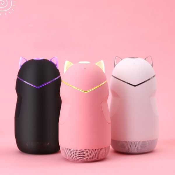 

cartoon cat bluetooth small speaker mini portable speaker with led colorful light, subwoofer, hands-call for travel
