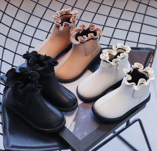 

2021 new children boots casual autumn winter pu leather school girls shoes fashion single short boots kids girls, Black;grey