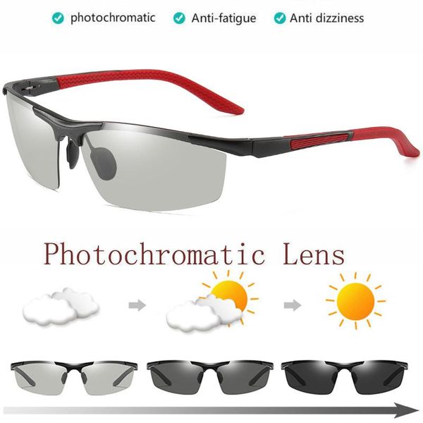 

sunglasses men polarized pochromic chameleon lens discoloration sun glasses day night vision driving eyewears for women, White;black